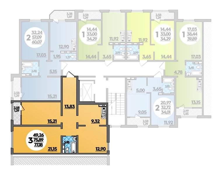 Фото №5: 2-комнатная квартира 60 м² - Берёзовый, Прикубанский внутригородской округ, мкр. жилой комплекс Молодёжный-2, ул. имени Профессора Малигонова, 42/2к1