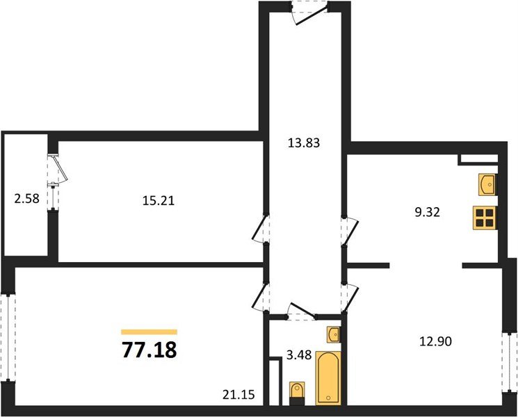 Фото №1: 3-комнатная квартира 77 м² - Берёзовый, Прикубанский внутригородской округ, мкр. жилой комплекс Молодёжный-2, ул. имени Профессора Малигонова, 42/2к1