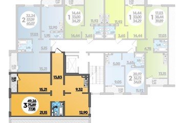 Фото №5: 3-комнатная квартира 77 м² - Берёзовый, мкр. жилой комплекс Молодёжный-2, ул. имени Профессора Малигонова, 42/2к1