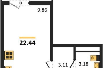 Фото №1: Студия 22 м² - Берёзовый, мкр. жилой комплекс Молодёжный-2, ул. имени Профессора Малигонова, 42/2к1