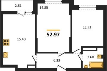 Фото №1: 2-комнатная квартира 52 м² - Краснодар, мкр. жилой комплекс Смородина, ул. имени Владимира Жириновского
