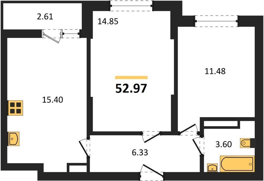 Фото №1: 2-комнатная квартира 52 м² - Краснодар, жилой комплекс Смородина, ул. имени Владимира Жириновского