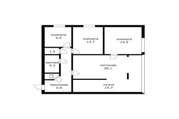 Фото №1: 3-комнатная квартира 98 м² - Краснодар, мкр. Центральный, ул. имени Пушкина, 12