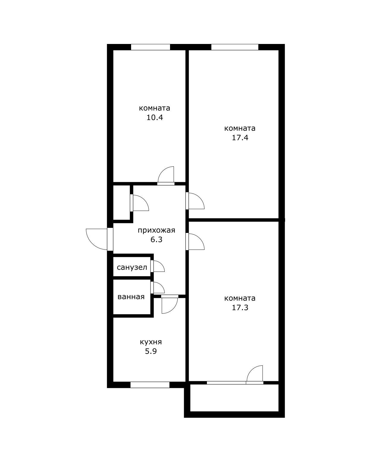 Фото №13: 3-комнатная квартира 64 м² - Краснодар, Прикубанский внутригородской округ, мкр. Фестивальный, пр-д Брюсова, 100