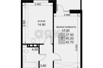 Фото №3: 1-комнатная квартира 42 м² - Южный, мкр. жилой комплекс История-2, ул. Екатерининская, 3к1