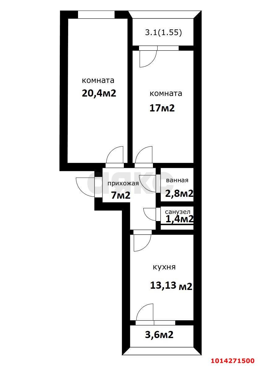 Фото №2: 2-комнатная квартира 65 м² - Краснодар, Славянский, ул. Заполярная, 39к6