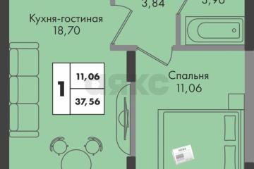 Фото №1: 1-комнатная квартира 36 м² - Краснодар, мкр. жилой комплекс Зелёная Территория, ул. имени Генерала Брусилова, 5лит1.1