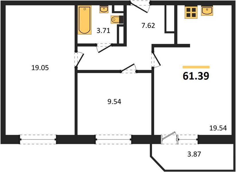 Фото №1: 2-комнатная квартира 61 м² - Краснодар, жилой комплекс Ural, 