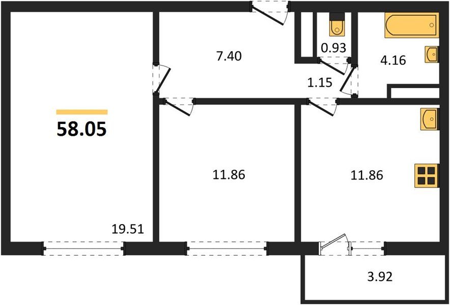 Фото №1: 2-комнатная квартира 58 м² - Краснодар, жилой комплекс Квартал № 6, Восточный, мкр. Прикубанский внутригородской округ, ул. Генерал-лейтенанта Александра Сапрунова, 42