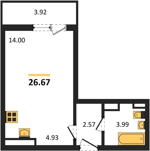 Фото №1: Студия 26 м² - Краснодар, жилой комплекс Квартал № 6, Восточный, мкр. Прикубанский внутригородской округ, ул. Генерал-лейтенанта Александра Сапрунова, 42