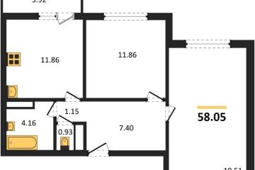 Фото №1: 2-комнатная квартира 58 м² - Краснодар, мкр. жилой комплекс Квартал № 6, ул. Генерал-лейтенанта Александра Сапрунова, 42