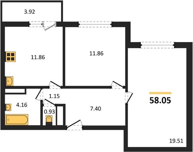 Фото №1: 2-комнатная квартира 58 м² - Краснодар, жилой комплекс Квартал № 6, Восточный, мкр. Прикубанский внутригородской округ, ул. Генерал-лейтенанта Александра Сапрунова, 42