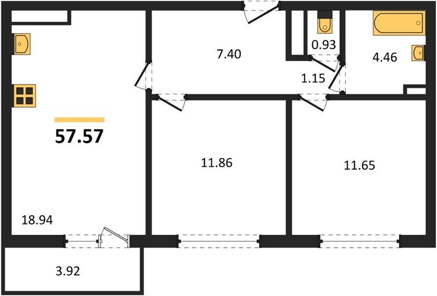 Фото №1: 2-комнатная квартира 57 м² - Краснодар, жилой комплекс Квартал № 6, Восточный, мкр. Прикубанский внутригородской округ, ул. Генерал-лейтенанта Александра Сапрунова, 42