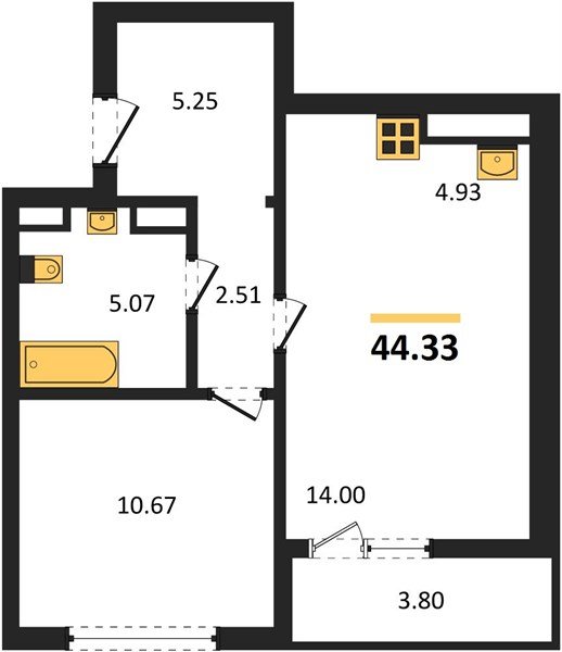 Фото №1: 1-комнатная квартира 44 м² - Краснодар, жилой комплекс Квартал № 6, Восточный, мкр. Прикубанский внутригородской округ, ул. Генерал-лейтенанта Александра Сапрунова, 42