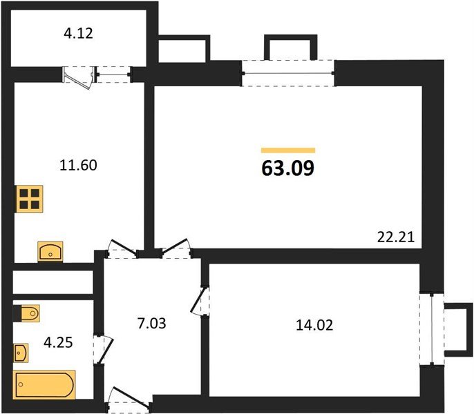 Фото №1: 2-комнатная квартира 62 м² - Знаменский, Карасунский внутригородской округ, мкр. Родные Просторы