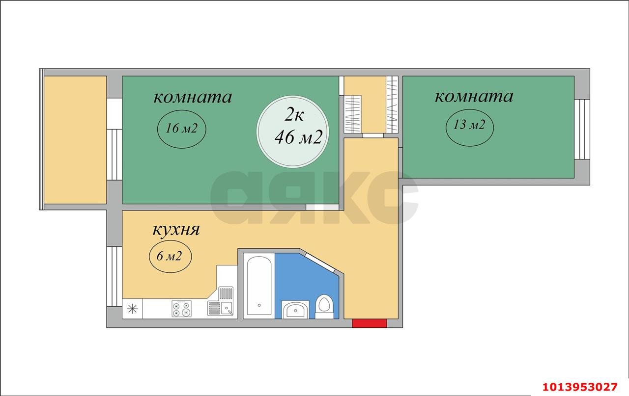 Фото №4: 2-комнатная квартира 44 м² - Краснодар, Фестивальный, ул. Гагарина, 83