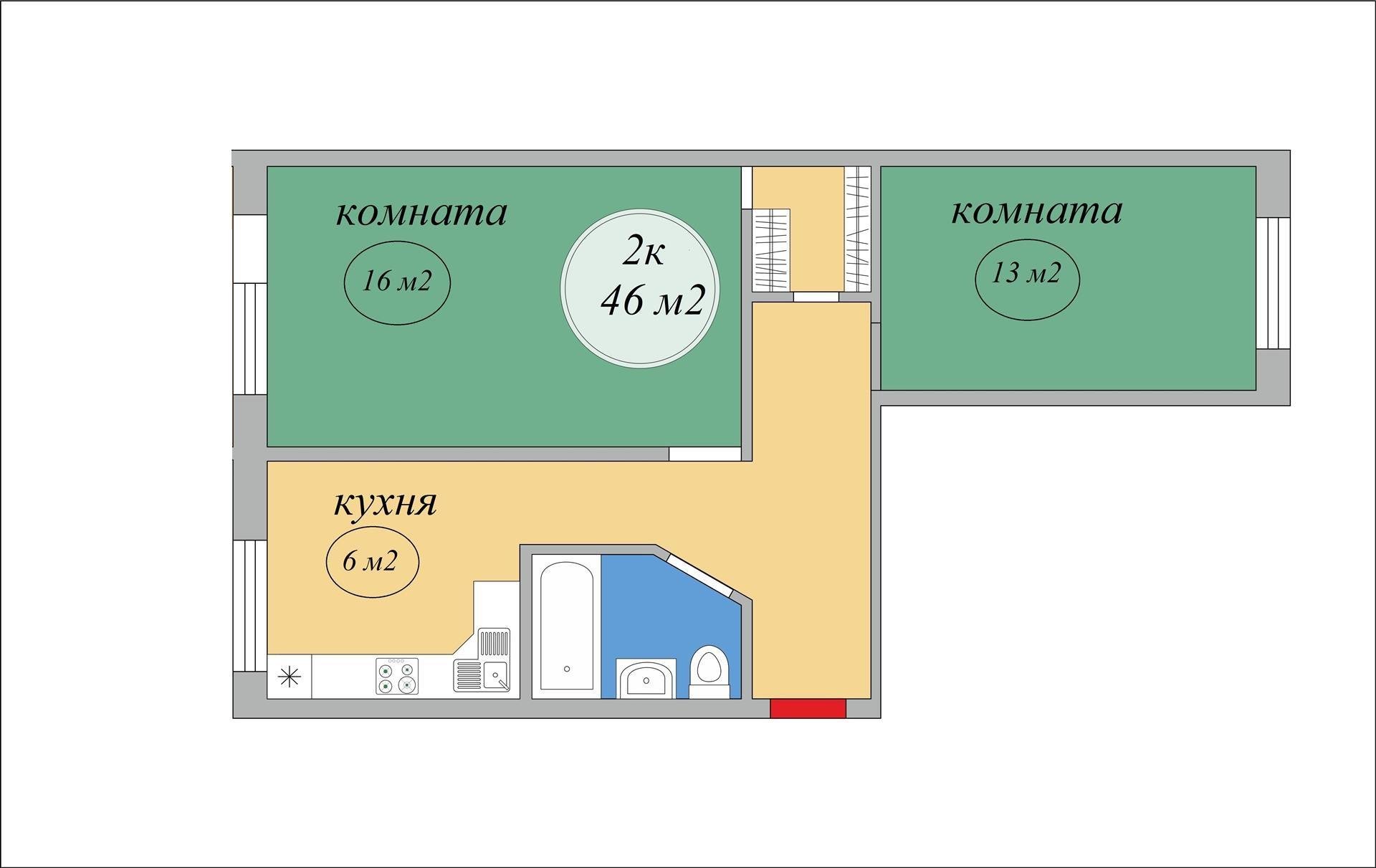 Фото №3: 2-комнатная квартира <span class="whitespace-nowrap">44 м²</span>, <span class="whitespace-nowrap">1/5 эт.</span> - Краснодар, Прикубанский внутригородской округ, мкр. Фестивальный, ул. Гагарина, 83