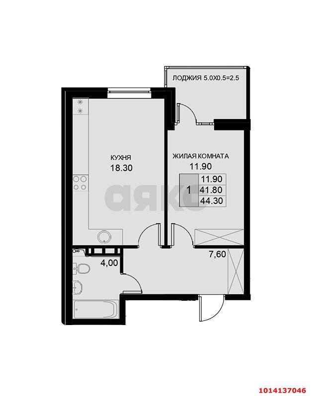 Фото №4: 1-комнатная квартира 44 м² - Южный, жилой комплекс История-2, ул. Екатерининская, 3к2