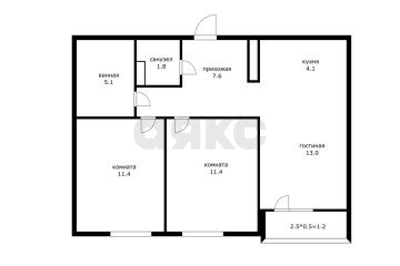 Фото №2: 2-комнатная квартира 55 м² - Краснодар, мкр. жилой комплекс Дыхание, ул. Лётчика Позднякова, 2к16