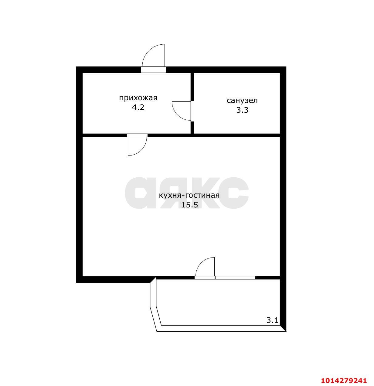 Фото №8: Студия 27 м² - Яблоновский, жилой комплекс Гагарина-2, ул. Гагарина, 155/2