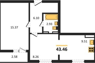 Фото №1: 2-комнатная квартира 43 м² - Берёзовый, мкр. жилой комплекс Молодёжный-2, ул. имени Профессора Малигонова, 42/2к1