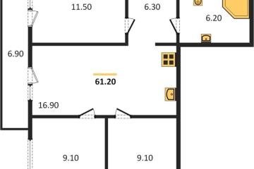 Фото №1: 3-комнатная квартира 61 м² - Новая Адыгея, мкр. ЖК Дарград, ул. Тургеневское шоссе, 33/4к46