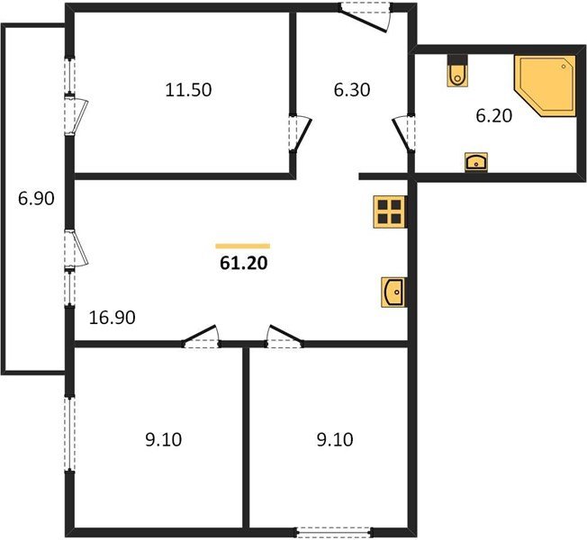 Фото №1: 3-комнатная квартира 61 м² - Новая Адыгея, мкр. ЖК Дарград, ул. Тургеневское шоссе, 33/4к46