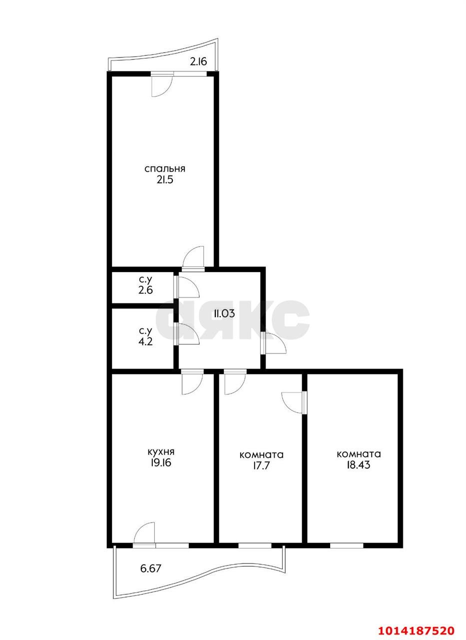 Фото №13: 3-комнатная квартира 110 м² - Краснодар, Черёмушки, ул. Вишняковой, 1/23к2