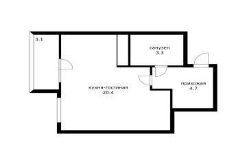 Фото №2: Студия 31 м² - Краснодар, мкр. жилой комплекс Свобода, ул. Домбайская, 55к6