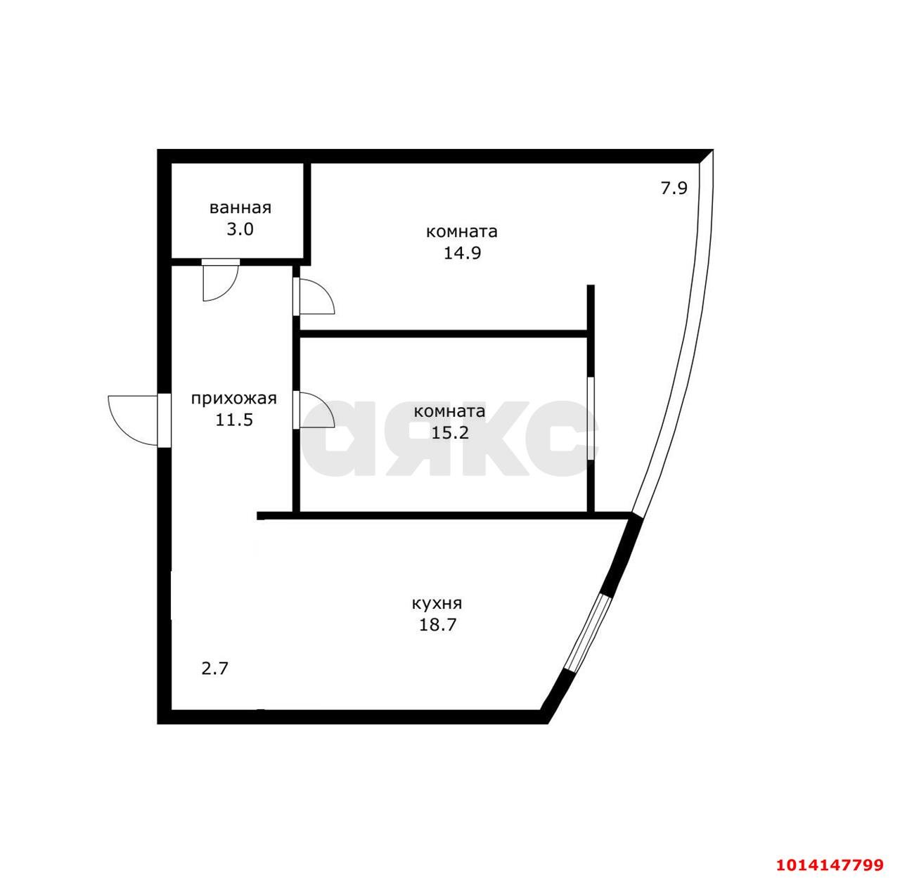 Фото №15: 2-комнатная квартира 66 м² - Краснодар, жилой комплекс Фонтаны