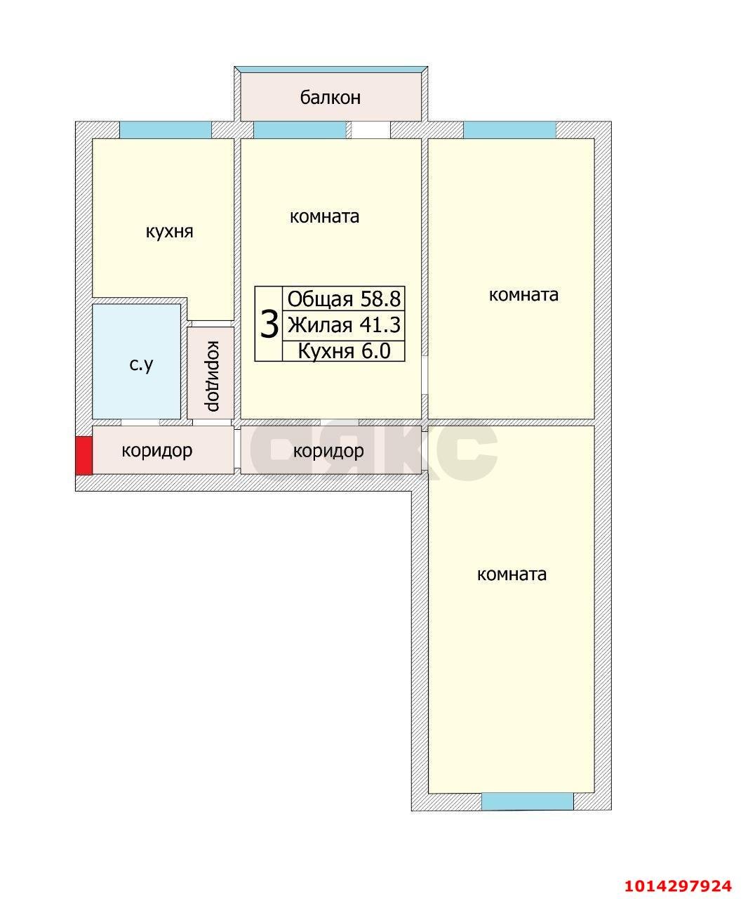 Фото №16: 3-комнатная квартира 58 м² - Краснодар, Западный внутригородской округ, ул. Красная, 149