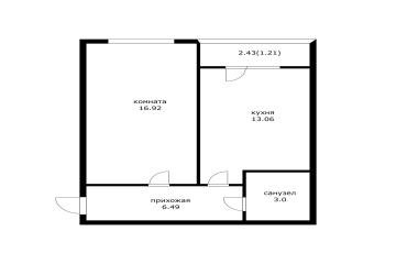 Фото №2: 1-комнатная квартира 38 м² - Краснодар, мкр. Прикубанский внутригородской округ, ул. Почтовое отделение 73, 73/1