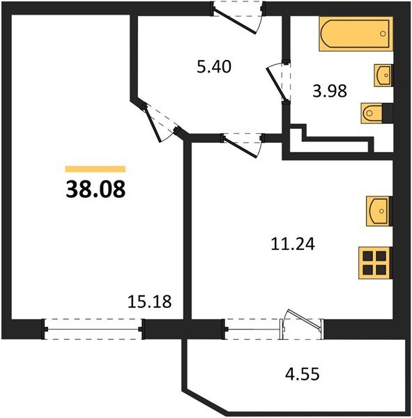 Фото №1: 1-комнатная квартира 38 м² - Краснодар, Достояние, 