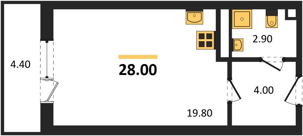 Фото №1: Студия 28 м² - Берёзовый, жилой комплекс Нова Вита, Прикубанский внутригородской округ, Прогресс, мкр. жилой комплекс Прогресс, ул. имени А.Н. Лодыгина, 6к24