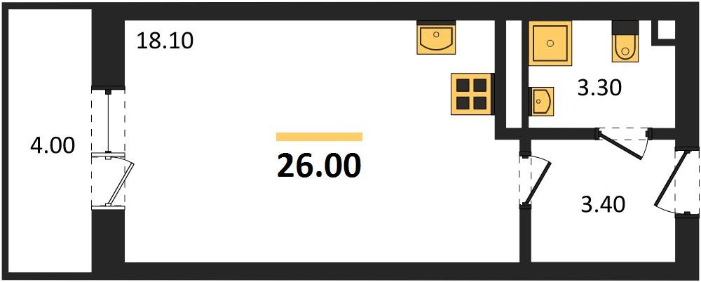 Фото №1: Студия 26 м² - Берёзовый, жилой комплекс Нова Вита, Прикубанский внутригородской округ, Прогресс, мкр. жилой комплекс Прогресс, ул. имени А.Н. Лодыгина, 6к24