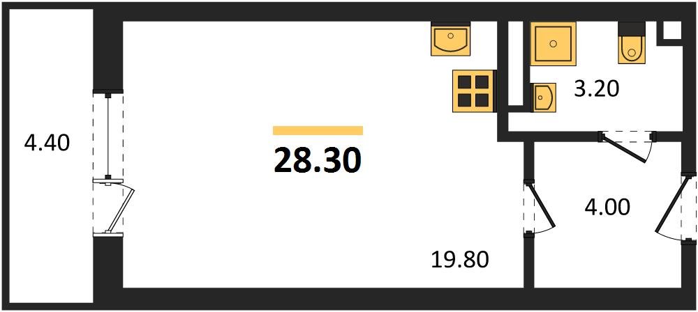 Фото №1: Студия 28 м² - Берёзовый, жилой комплекс Нова Вита, Прикубанский внутригородской округ, Прогресс, мкр. жилой комплекс Прогресс, ул. имени А.Н. Лодыгина, 6к24