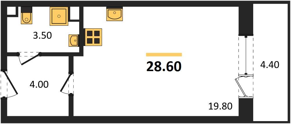 Фото №1: Студия 28 м² - Берёзовый, Прикубанский внутригородской округ, Прогресс, жилой комплекс Прогресс, мкр. жилой комплекс Нова Вита, ул. имени А.Н. Лодыгина, 6к23