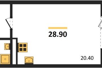 Фото №1: Студия 28 м² - Берёзовый, мкр. жилой комплекс Нова Вита, ул. имени А.Н. Лодыгина, 6к23