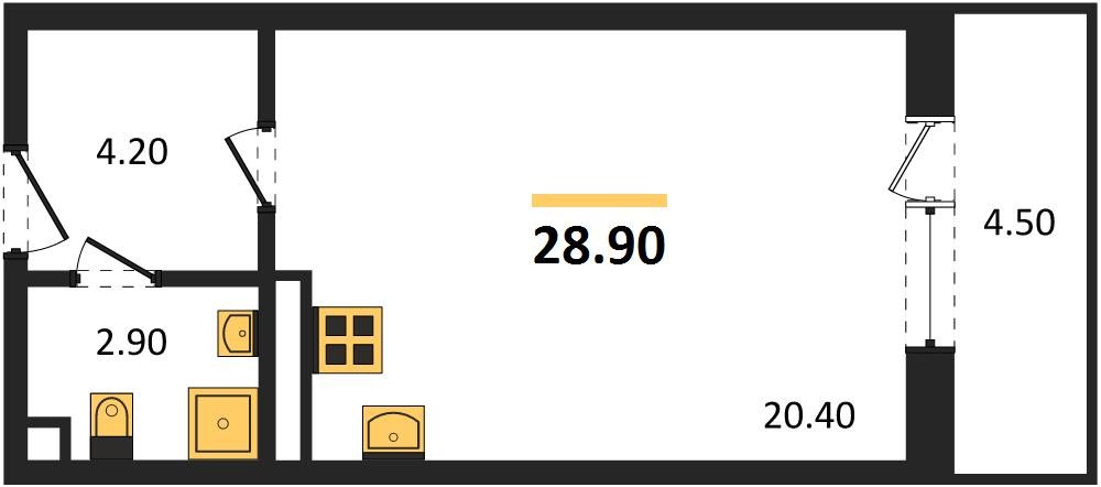 Фото №1: Студия 28 м² - Берёзовый, Прикубанский внутригородской округ, Прогресс, жилой комплекс Прогресс, мкр. жилой комплекс Нова Вита, ул. имени А.Н. Лодыгина, 6к23