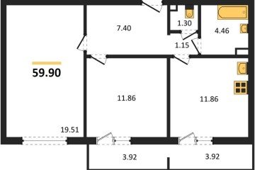 Фото №1: 2-комнатная квартира 59 м² - Майкоп, ул. Олега Цокова, 3