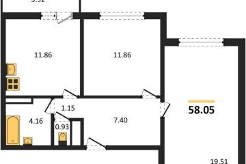 Фото №1: 2-комнатная квартира 58 м² - Майкоп, ул. Олега Цокова, 3