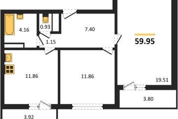 Фото №1: 2-комнатная квартира 59 м² - Майкоп, ул. Олега Цокова, 3