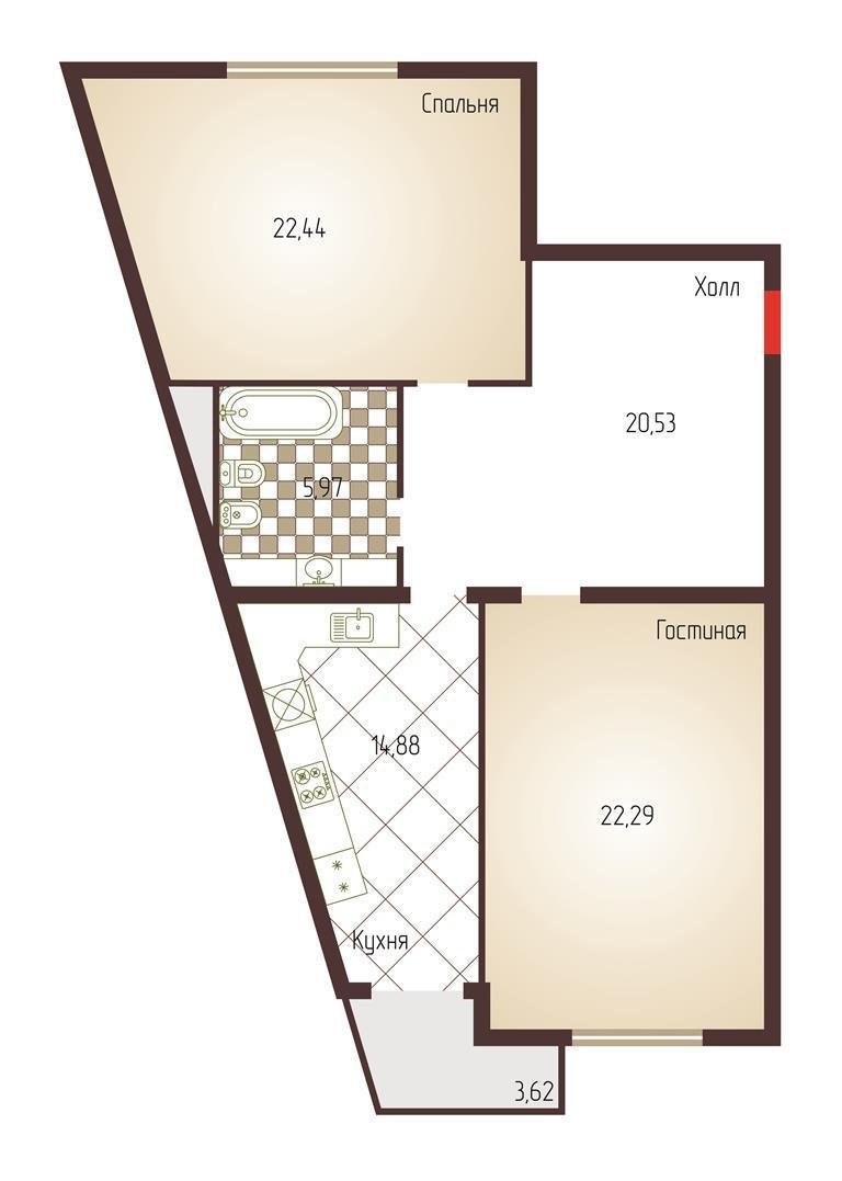 Фото №12: 2-комнатная квартира 89 м² - Краснодар, Западный внутригородской округ, Фестивальный, мкр. жилой комплекс Триумф, ул. имени П.М. Гаврилова, 27