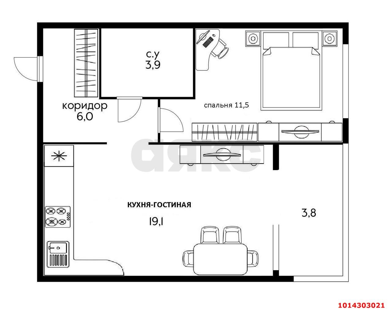 Фото №10: 1-комнатная квартира 44 м² - Российский, ул. имени В.М. Комарова, 42