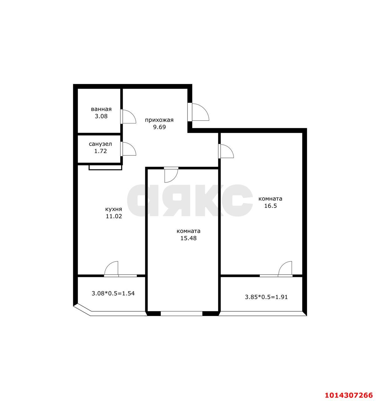 Фото №8: 2-комнатная квартира 62 м² - Краснодар, Губернский, ул. имени Героя Георгия Бочарникова, 12/1