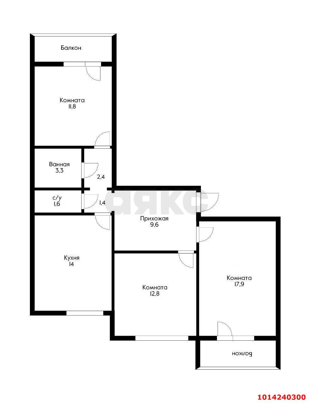 Фото №14: 3-комнатная квартира 74 м² - Краснодар, Восточно-Кругликовский, ул. Героя А.А. Аверкиева, 2