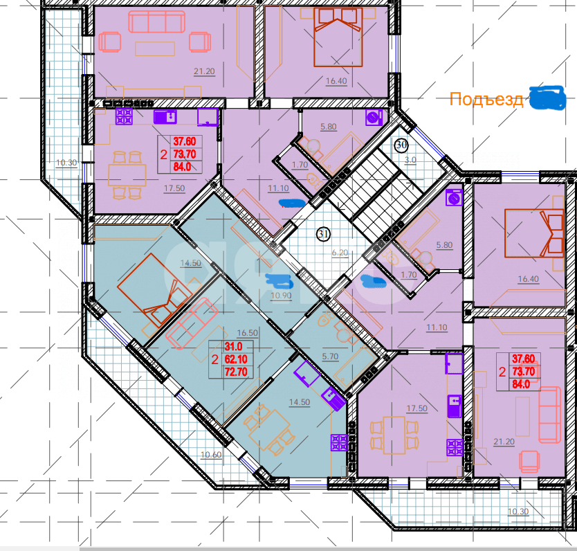 Фото №12: 2-комнатная квартира 60 м² - Кореновск, 10-й, ул. Таманская, 3к2