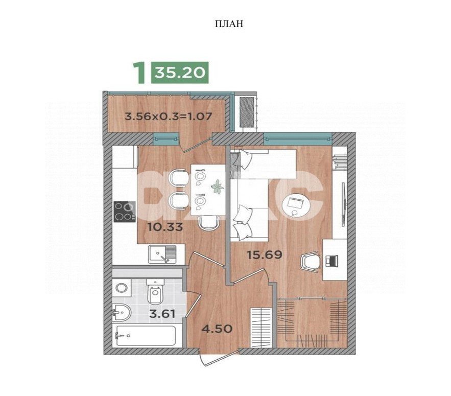 Фото №20: 1-комнатная квартира 35 м² - Темрюк, ул. Дальняя, 30