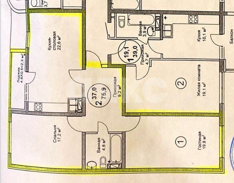 Фото №18: 2-комнатная квартира 76 м² - Анапа, пр-кт Пионерский, 255/2Б
