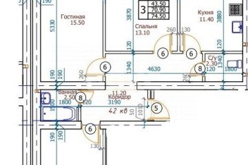 Фото №2: 3-комнатная квартира 74 м² - Михайловск, п. коттеджный  Адмирал, б-р Михайловский, 29